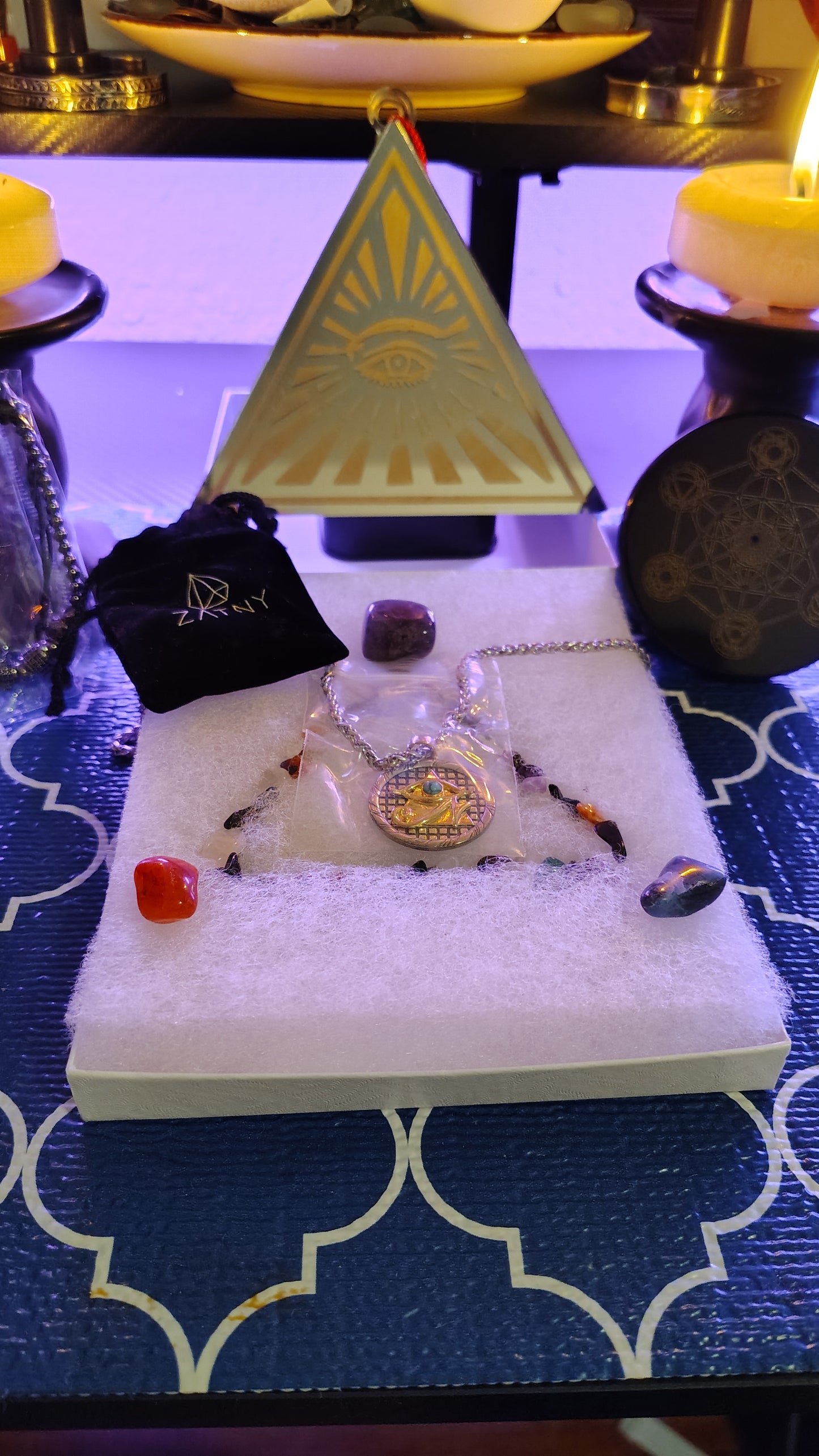 Eye of Horus Necklace 925 Sterling Silver Plated 14K Gold Eye of Horus, personalized packaging ritual