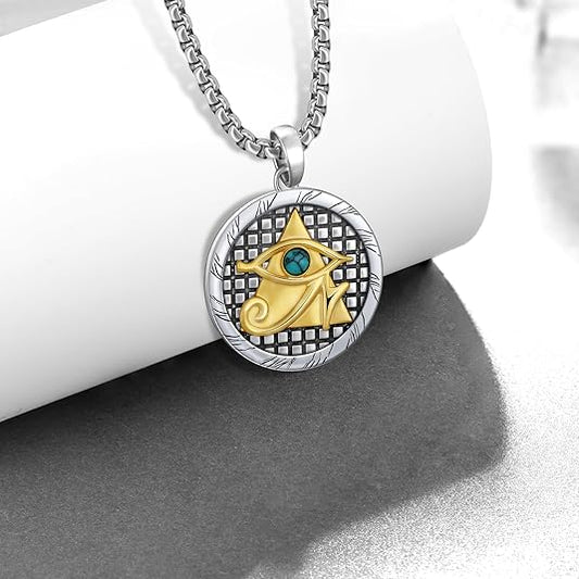 Eye of Horus Necklace 925 Sterling Silver Plated 14K Gold Eye of Horus, personalized packaging ritual