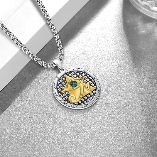 Eye of Horus Necklace 925 Sterling Silver Plated 14K Gold Eye of Horus, personalized packaging ritual