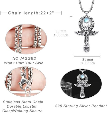 Ankh Necklace 925 Sterling Silver Ankh Pendant Necklace Protection, (personalized packaging ritual)