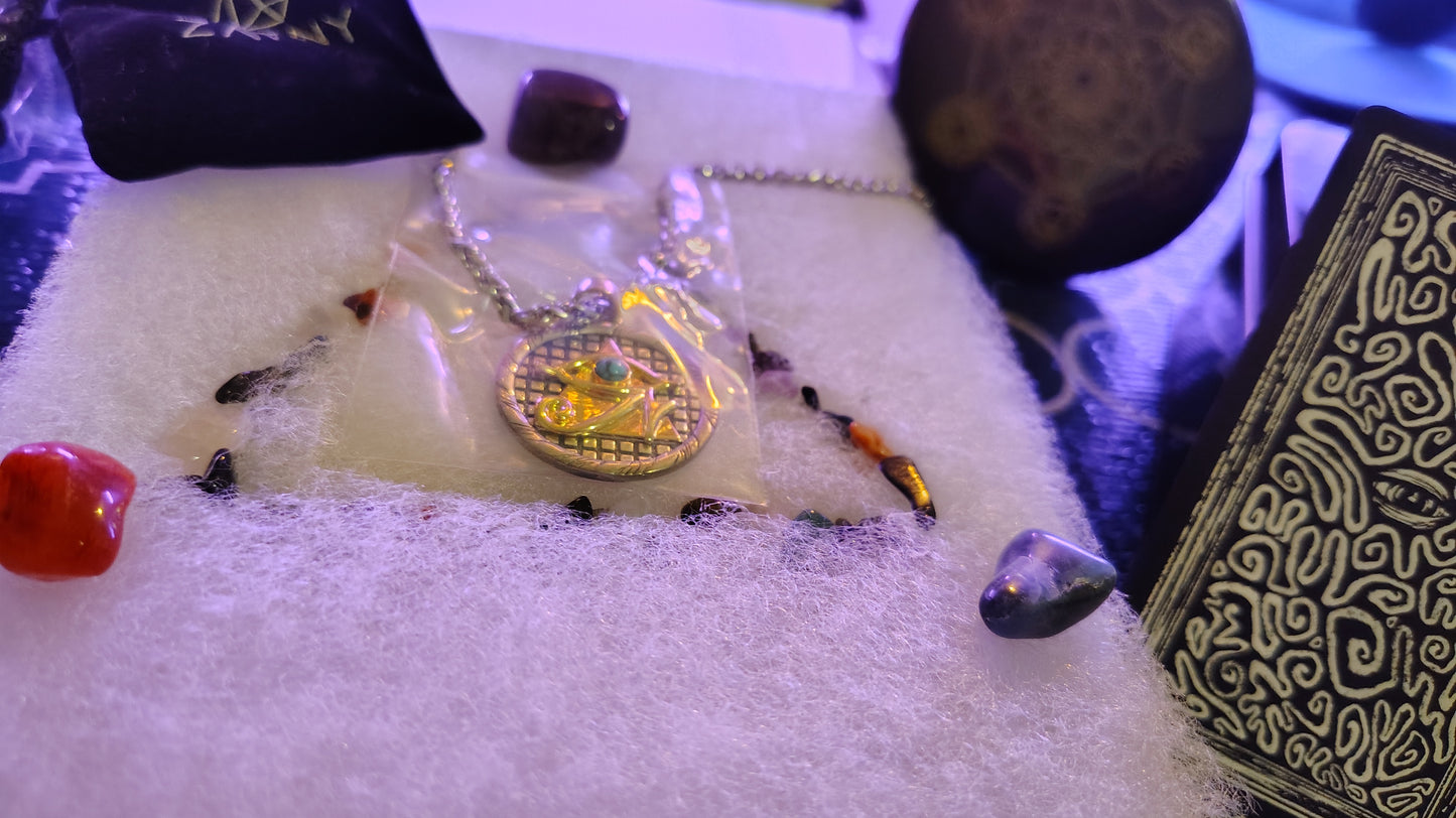 Eye of Horus Necklace 925 Sterling Silver Plated 14K Gold Eye of Horus, personalized packaging ritual